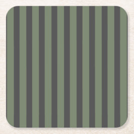 Posavasos Cuadrado De Papel Olive Verde Moderno a Rayas con Marca de Verificac