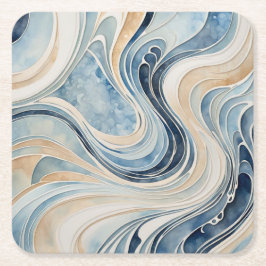 Posavasos Cuadrado De Papel Ondas abstractas
