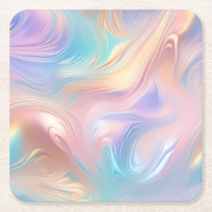 Posavasos Cuadrado De Papel Ondas abstractas de color rosa pastel de moda amar