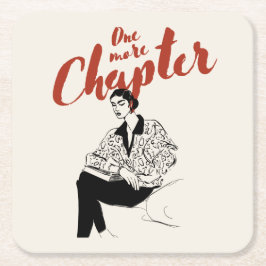 Posavasos Cuadrado De Papel One More Chapter Red Script l Book Lovers & Reader