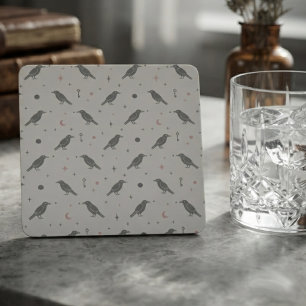 Posavasos Cuadrado De Papel Onyx Gótico Celestial Cuervo Malhumorado