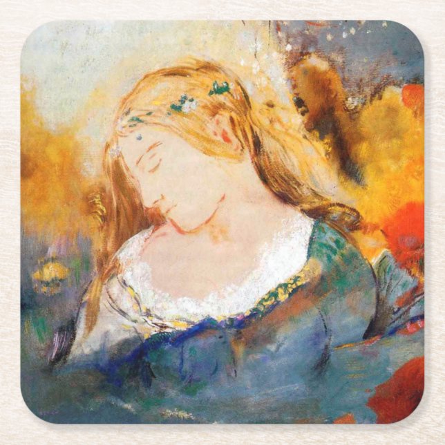 Posavasos Cuadrado De Papel Ophelia, Redon (Anverso)