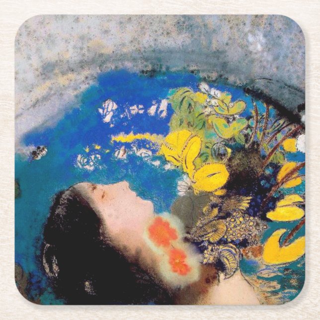 Posavasos Cuadrado De Papel Ophelia, Redon (Anverso)