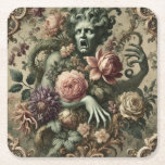Posavasos Cuadrado De Papel Opulencia Operativa - Pilar barroco floral gótico<br><div class="desc">Una figura florida emerge en la mitad del aria,  enredada en flores barrocas y viñas doradas. La opulencia operativa es la belleza en un punto de ruptura: dramática,  decadente y totalmente descontrolada.</div>