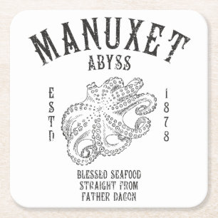 Posavasos Cuadrado De Papel Opulpo de calamar de fondo marino Innsmouth