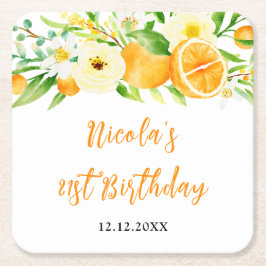 Posavasos Cuadrado De Papel Oranges Citrus Birthday