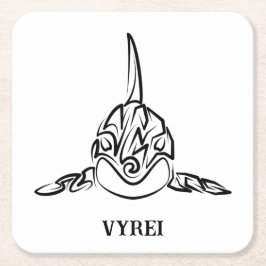 Posavasos Cuadrado De Papel Orca tribal negra y blanca