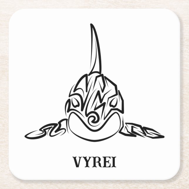 Posavasos Cuadrado De Papel Orca tribal negra y blanca (Anverso)