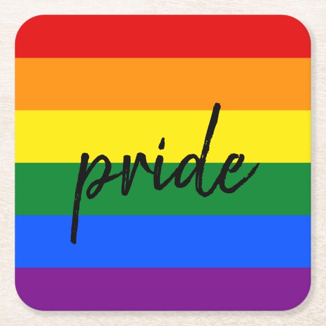 Posavasos Cuadrado De Papel Orgullo arcoiris (Anverso)