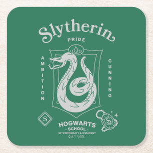 Posavasos Cuadrado De Papel ORGULLO DE SLYTHERIN™ Ambición Astucia Escudo