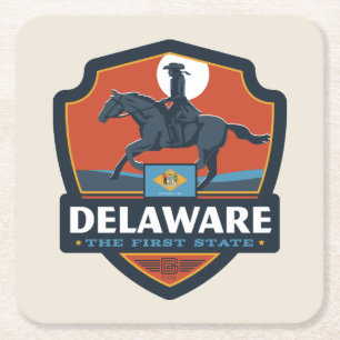Posavasos Cuadrado De Papel Orgullo del Estado Delaware