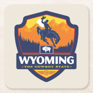 Posavasos Cuadrado De Papel Orgullo del Estado Wyoming