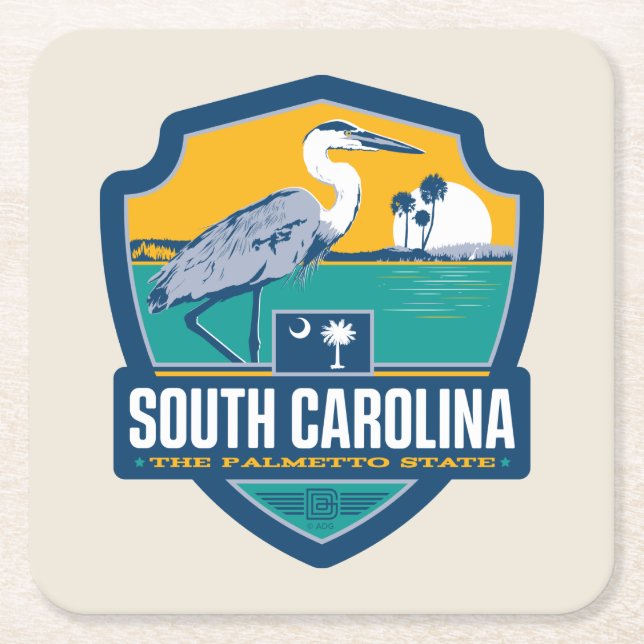 Posavasos Cuadrado De Papel Orgullo el | Carolina del Sur del estado (Anverso)
