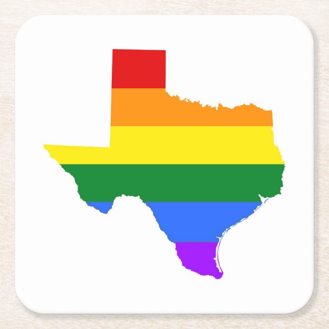 Posavasos Cuadrado De Papel Orgullo gay| Arcoiris de Texas (Anverso)