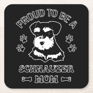 Posavasos Cuadrado De Papel Orgullosa De Ser Una Madre Schnauzer