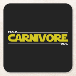 Posavasos Cuadrado De Papel Orgulloso Carnivore. Trato.