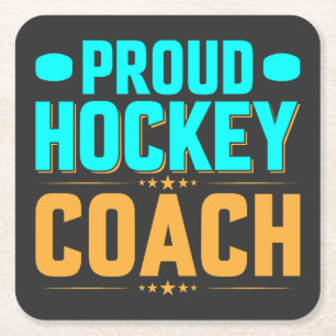 Posavasos Cuadrado De Papel Orgulloso entrenador de hockey