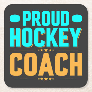 Posavasos Cuadrado De Papel Orgulloso entrenador de hockey