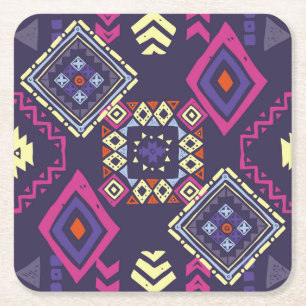 Posavasos Cuadrado De Papel Origen geométrico primitivo, étnico tribal.