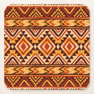 Posavasos Cuadrado De Papel Ornamento étnico navajo: sin costura vintage