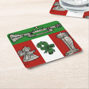 Posavasos Cuadrado De Papel Ornamentos de época