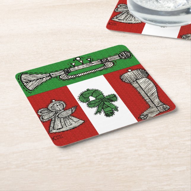 Posavasos Cuadrado De Papel Ornamentos de época (En perspectiva)