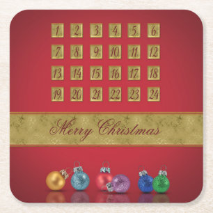 Posavasos Cuadrado De Papel Ornamentos navideños de calendario anticipado