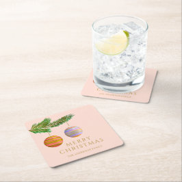 Posavasos Cuadrado De Papel Ornamentos navideños festivos personalizados