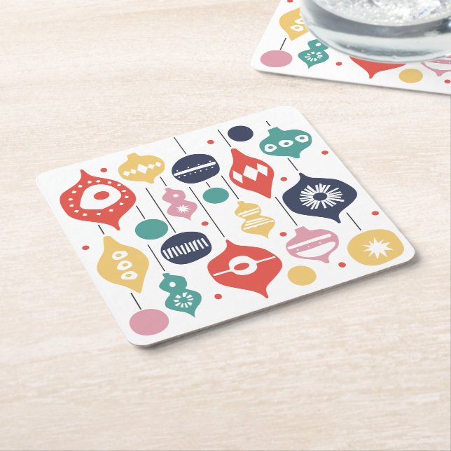 Posavasos Cuadrado De Papel Ornamentos retro (En perspectiva)