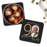 Posavasos Cuadrado De Papel Oro Black Elegant Foto 90º fiesta de cumpleaños<br><div class="desc">Monstruo de papel elegante de color negro dorado foto 90 cumpleaños de fiesta cuadrada. Eleva tu celebración de hitos con un diseño de invitación que personifica la elegancia y el minimalismo de moda. Nuestro tema negro y dorado exuda sofisticación, creando un ambiente refinado para su día especial. La función de...</div>
