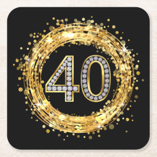 Posavasos Cuadrado De Papel Oro del confeti el | de Bling del purpurina del