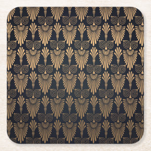 Posavasos Cuadrado De Papel Oro negro Art Deco: Retro.