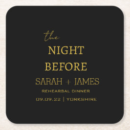 Posavasos Cuadrado De Papel Oro Negro La Noche Antes Del Fiesta De La Cena Del
