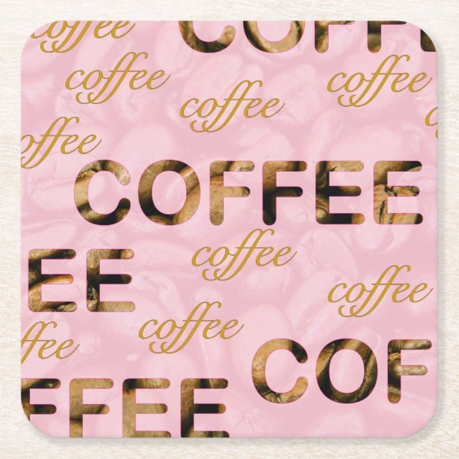 Posavasos Cuadrado De Papel Oro rosa de café (Anverso)