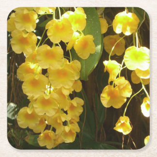 Posavasos Cuadrado De Papel Orquídeas Amarillas colgando flores tropicales