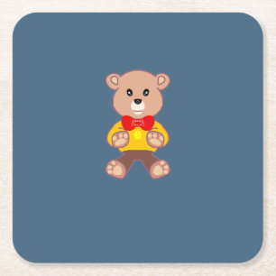 Posavasos Cuadrado De Papel Oso de peluche