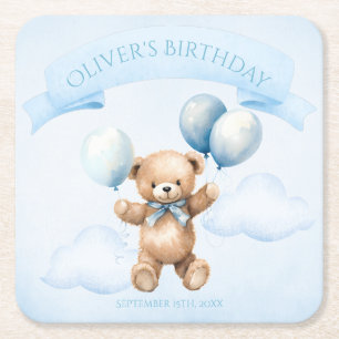 Posavasos Cuadrado De Papel Oso de peluche y regalo de acuarela para primer cu