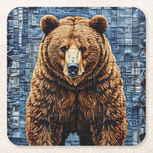 Posavasos Cuadrado De Papel Oso grizzly