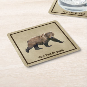 Posavasos Cuadrado De Papel Oso Kodiak