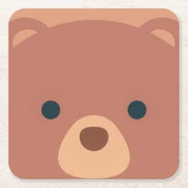 Posavasos Cuadrado De Papel Oso marrón y lindo | Montaña