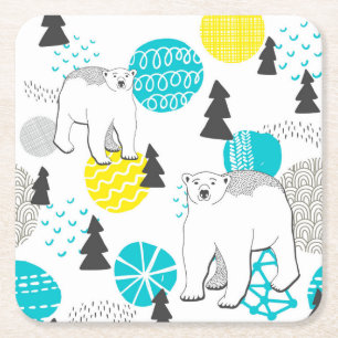 Posavasos Cuadrado De Papel Oso polar