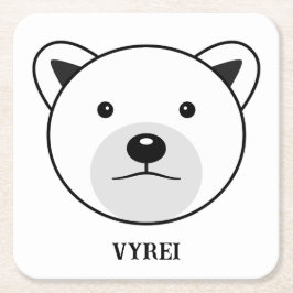 Posavasos Cuadrado De Papel Oso polar Personalizado lindo