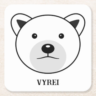 Posavasos Cuadrado De Papel Oso polar Personalizado lindo