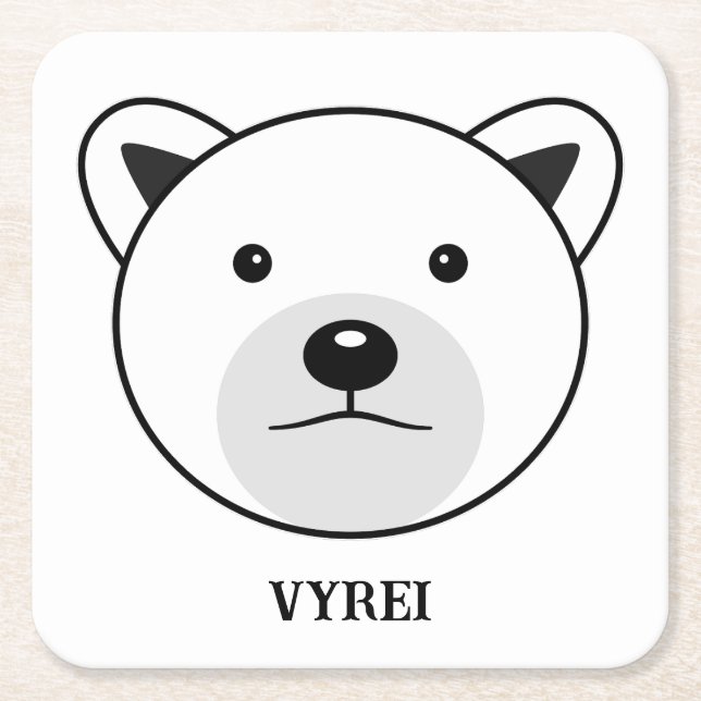 Posavasos Cuadrado De Papel Oso polar Personalizado lindo (Anverso)
