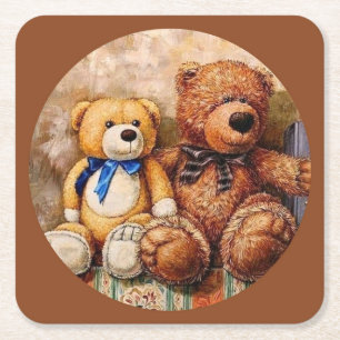 Posavasos Cuadrado De Papel Osos de peluche