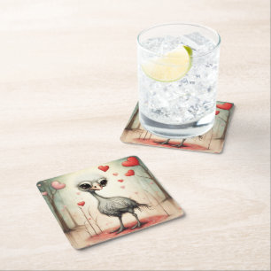 Posavasos Cuadrado De Papel Ostrich Amor 2
