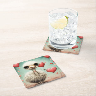 Posavasos Cuadrado De Papel Ostrich Amor 3