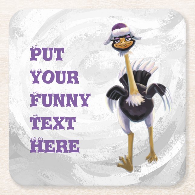 Posavasos Cuadrado De Papel Ostrich de montaña (Anverso)