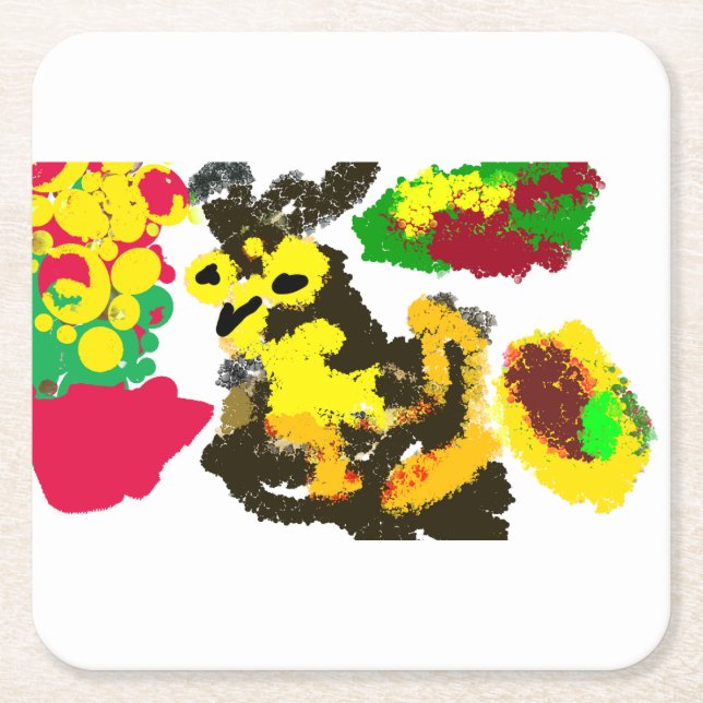 Posavasos Cuadrado De Papel Otoño de búho (Anverso)