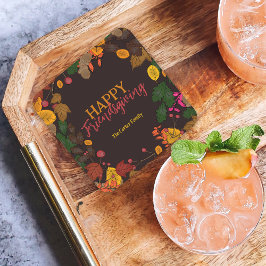 Posavasos Cuadrado De Papel Otoño deja a Acorns Berries Friendscome Dinner